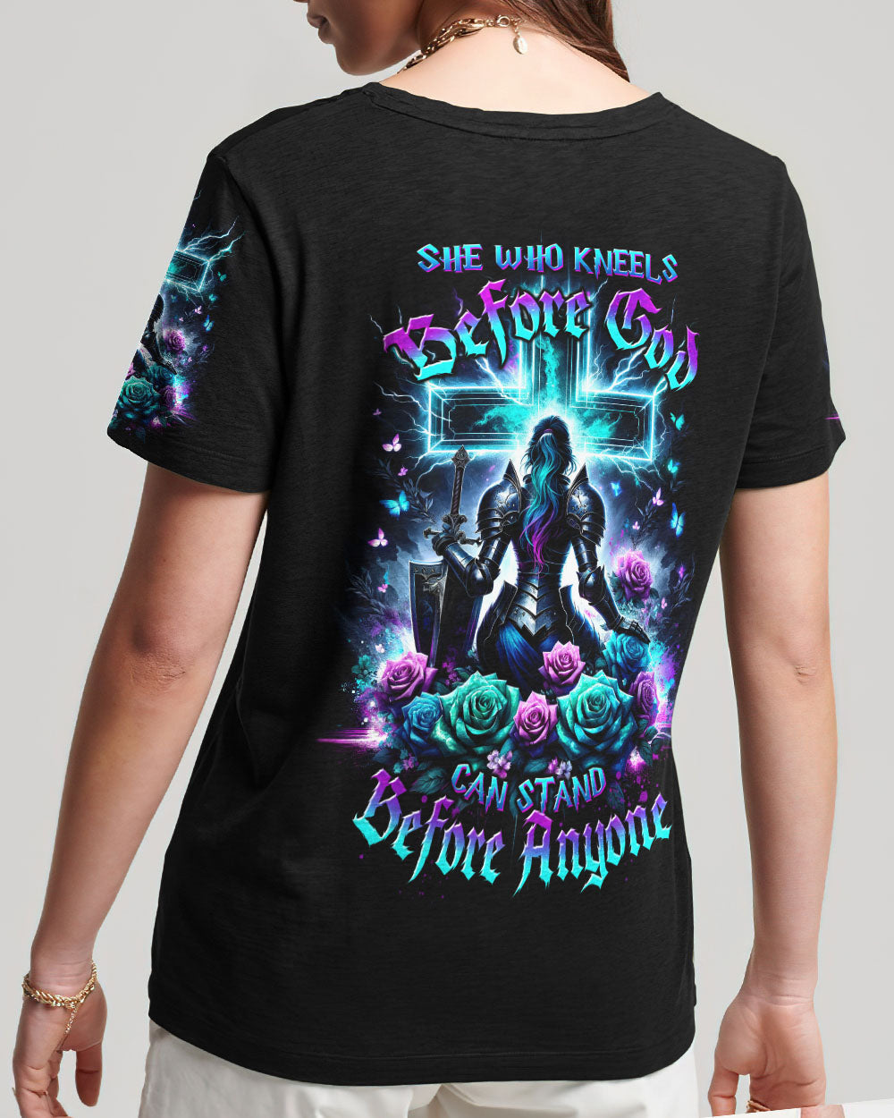 She Who Kneels Before God Warrior Rose Women's All Over Print Shirt - Tltw2712232, easychoo.com