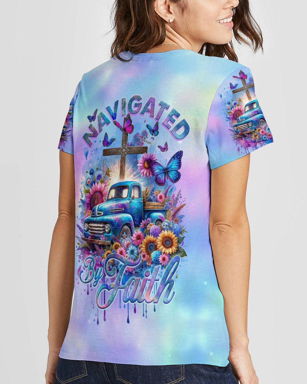 Navigated By Faith Women's All Over Print Shirt - Ty2211232, easychoo.com