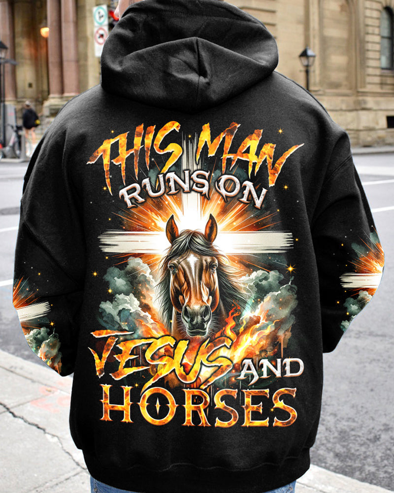 Runs On Jesus And Horses Men's All Over Print Shirt - Tyqy1901242, easychoo.com