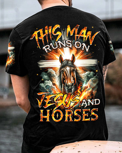 Runs On Jesus And Horses Men's All Over Print Shirt - Tyqy1901242, easychoo.com