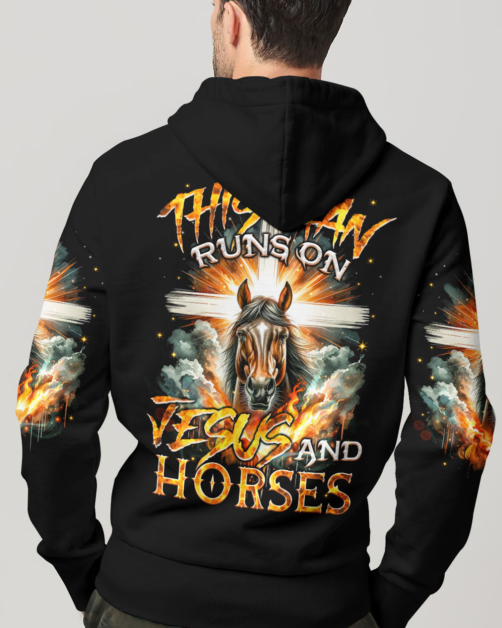 Runs On Jesus And Horses Men's All Over Print Shirt - Tyqy1901242, easychoo.com