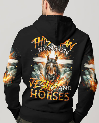 Runs On Jesus And Horses Men's All Over Print Shirt - Tyqy1901242, easychoo.com
