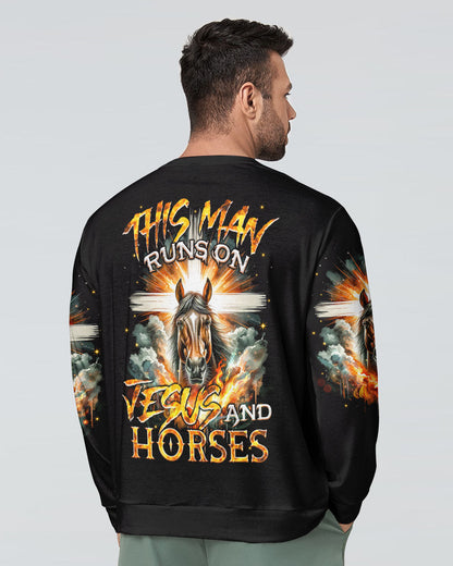 Runs On Jesus And Horses Men's All Over Print Shirt - Tyqy1901242, easychoo.com