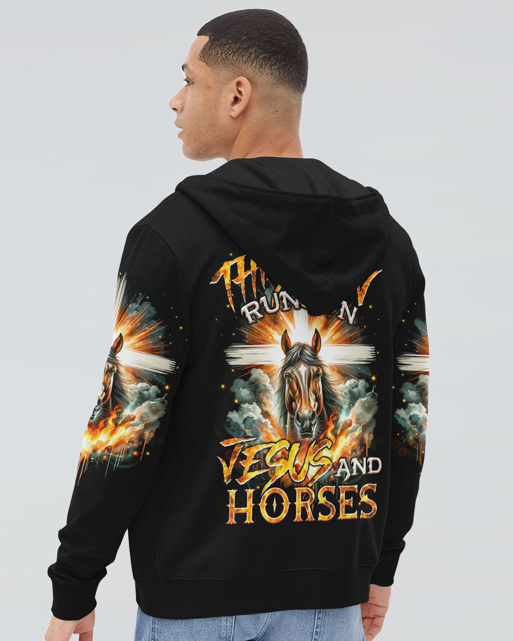 Runs On Jesus And Horses Men's All Over Print Shirt - Tyqy1901242, easychoo.com