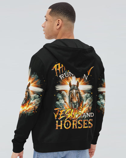 Runs On Jesus And Horses Men's All Over Print Shirt - Tyqy1901242, easychoo.com