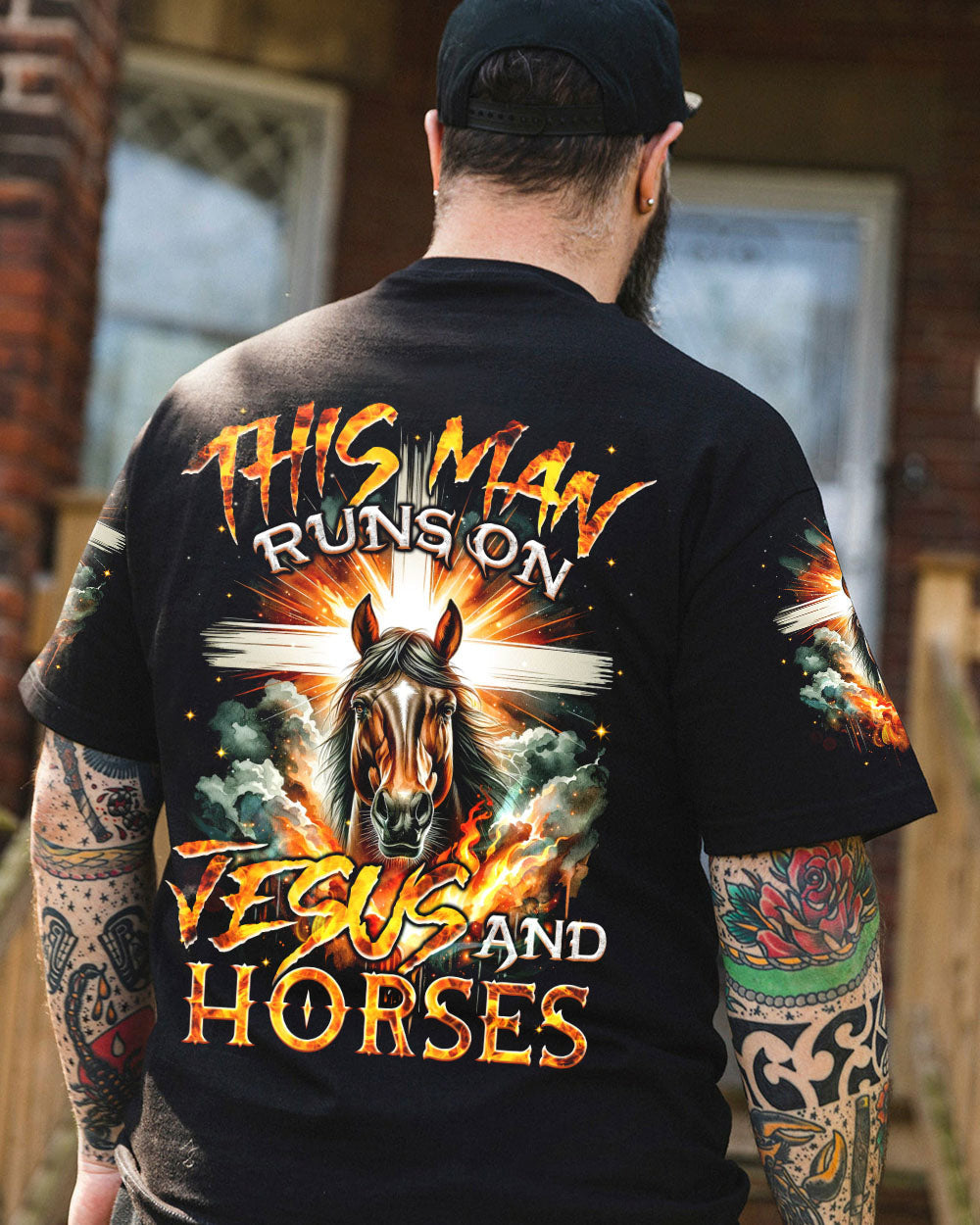 Runs On Jesus And Horses Men's All Over Print Shirt - Tyqy1901242, easychoo.com