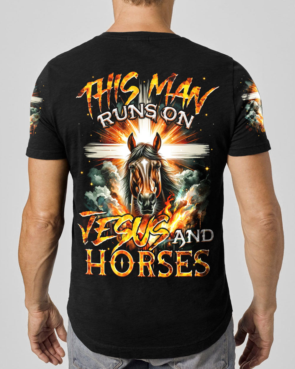 Runs On Jesus And Horses Men's All Over Print Shirt - Tyqy1901242, easychoo.com