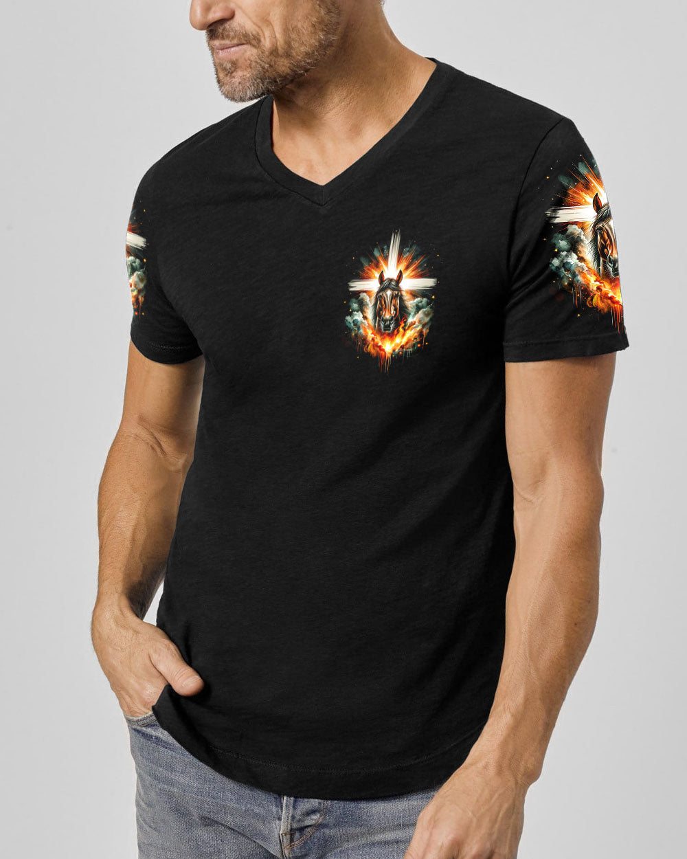 Runs On Jesus And Horses Men's All Over Print Shirt - Tyqy1901242, easychoo.com