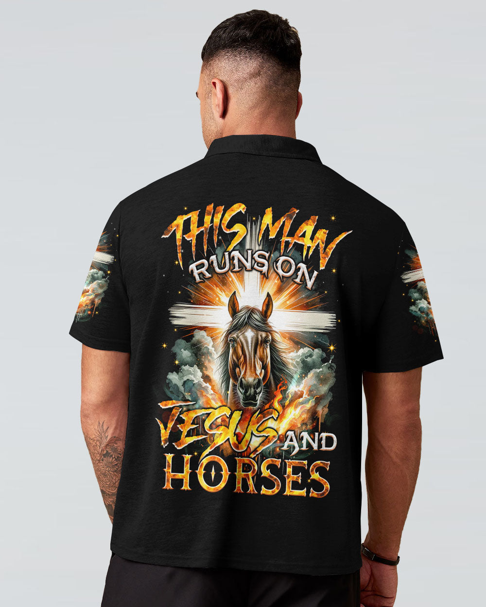 Runs On Jesus And Horses Men's All Over Print Shirt - Tyqy1901242, easychoo.com