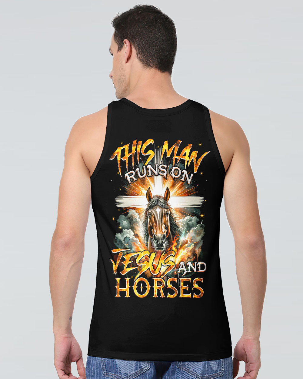 Runs On Jesus And Horses Men's All Over Print Shirt - Tyqy1901242, easychoo.com