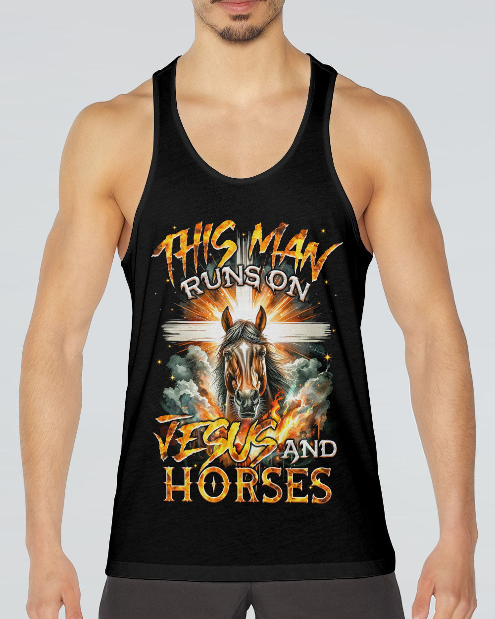 Runs On Jesus And Horses Men's All Over Print Shirt - Tyqy1901242, easychoo.com