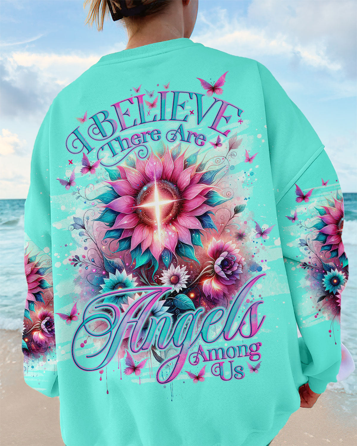 I Believe There Are Angels Among Us Sunflower Women's All Over Print Shirt - Tlno0912233, easychoo.com