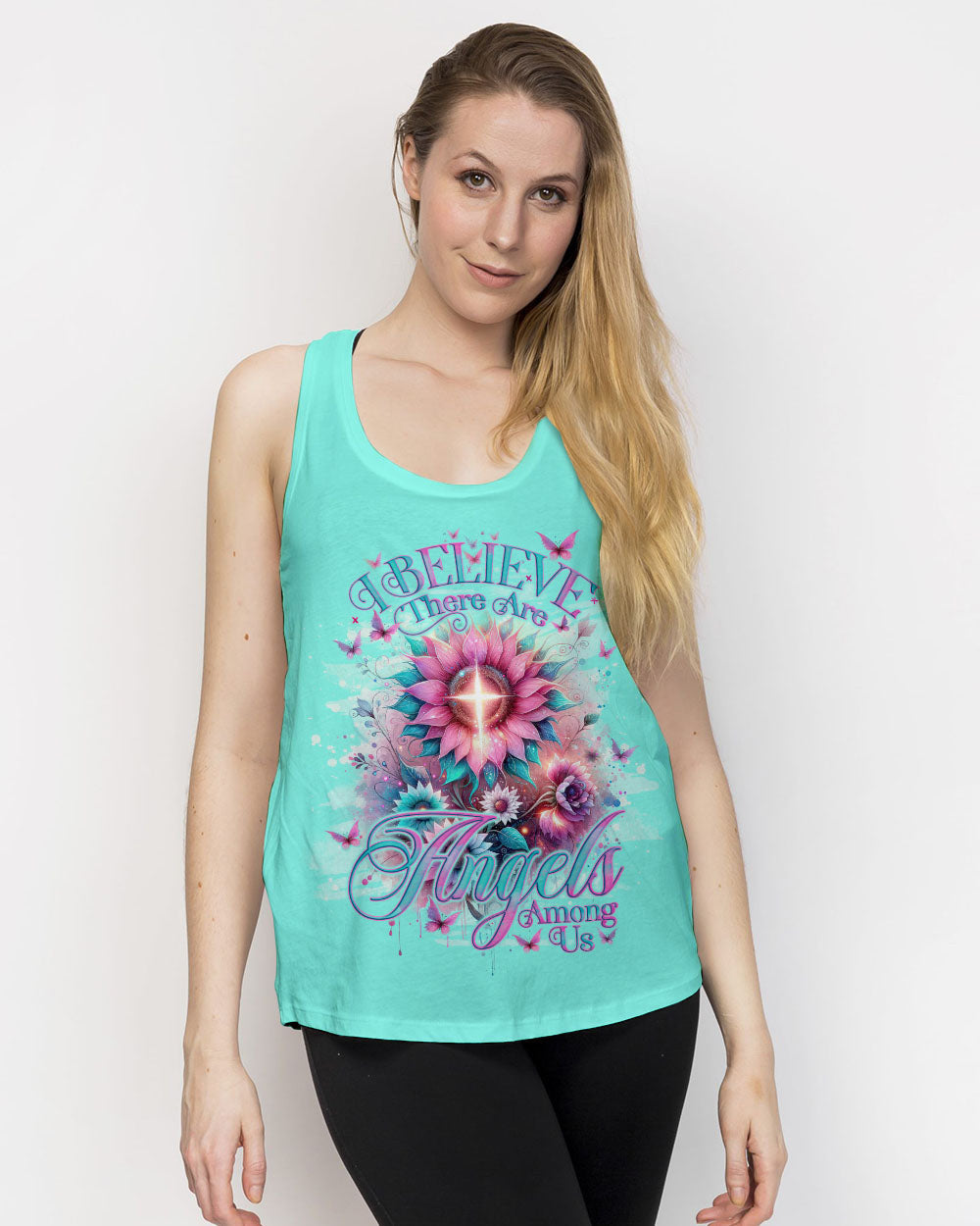 I Believe There Are Angels Among Us Sunflower Women's All Over Print Shirt - Tlno0912233, easychoo.com