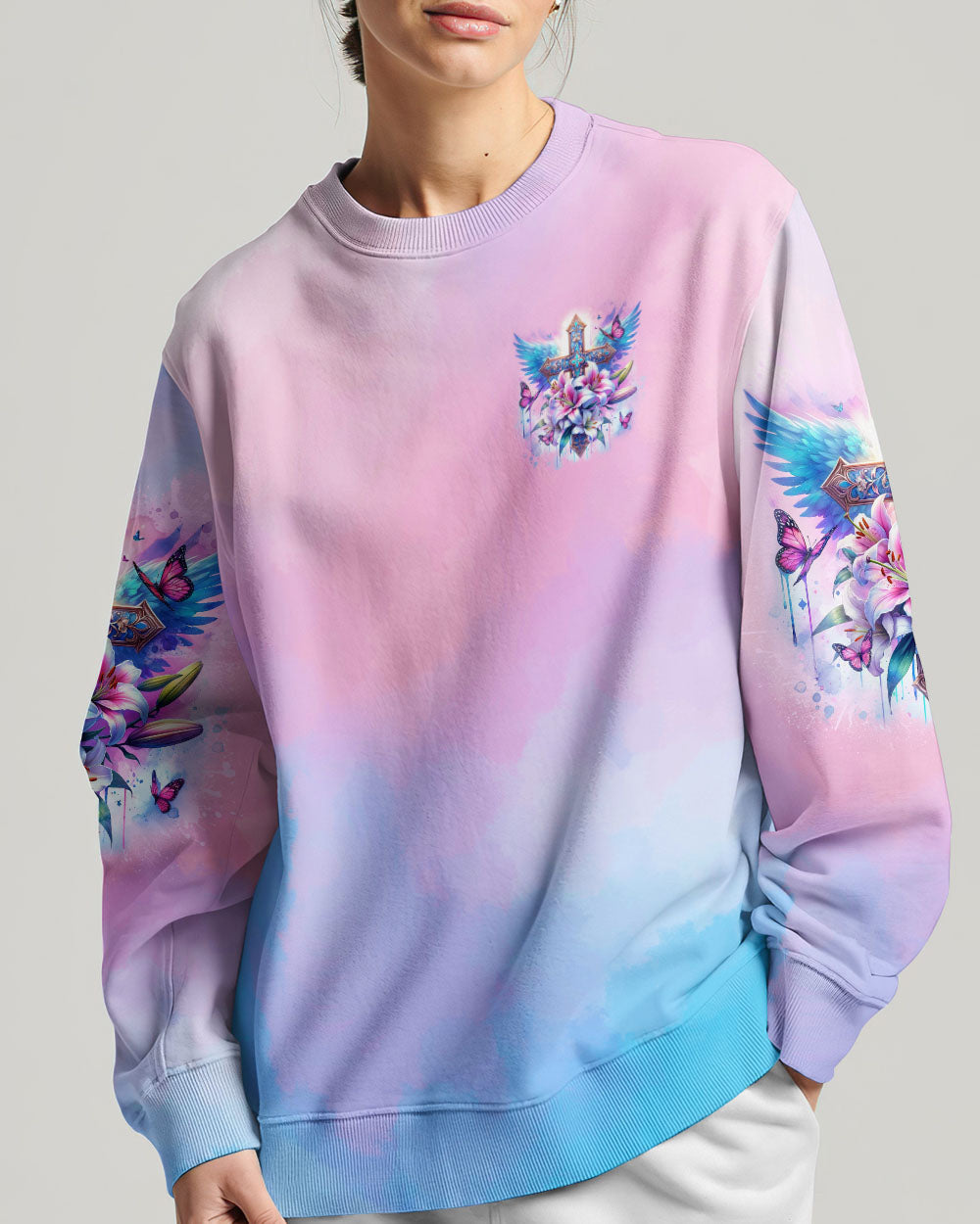 When God Steps In Miracles Happen Cross Lilies Women's All Over Print Shirt - Tlno0502242, easychoo.com