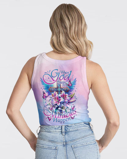 When God Steps In Miracles Happen Cross Lilies Women's All Over Print Shirt - Tlno0502242, easychoo.com