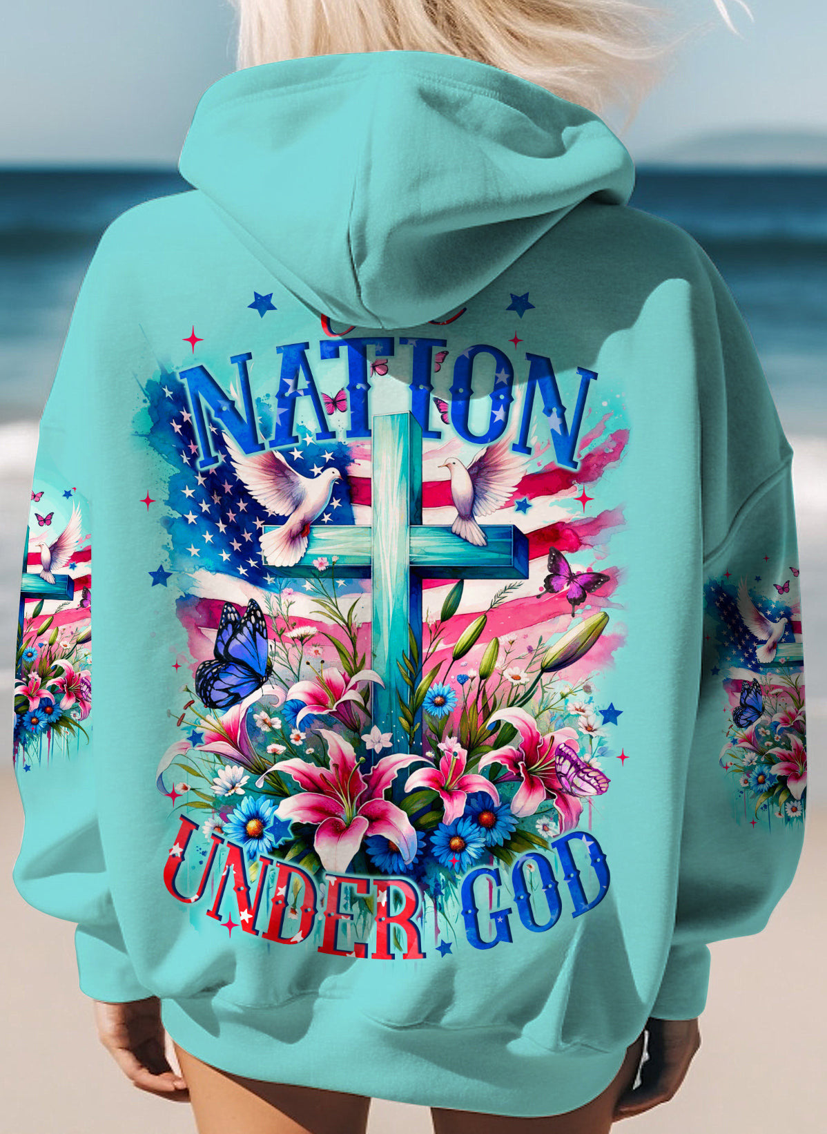 One Nation Under God Women's All Over Print Shirt - Tyqy3110231, easychoo.com