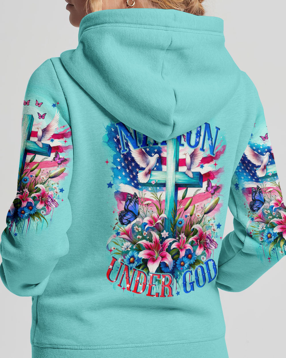 One Nation Under God Women's All Over Print Shirt - Tyqy3110231, easychoo.com