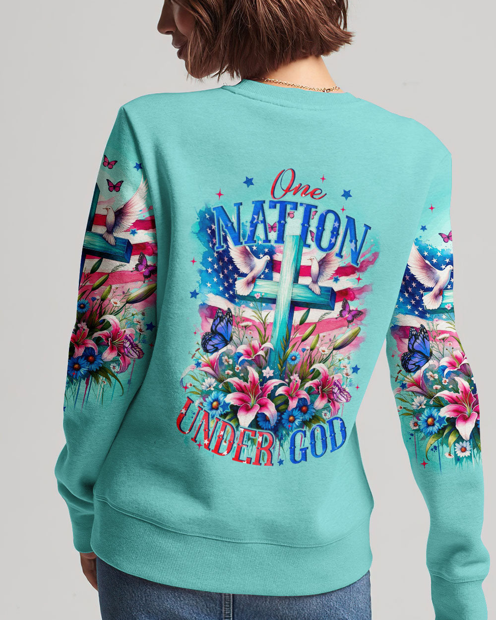 One Nation Under God Women's All Over Print Shirt - Tyqy3110231, easychoo.com