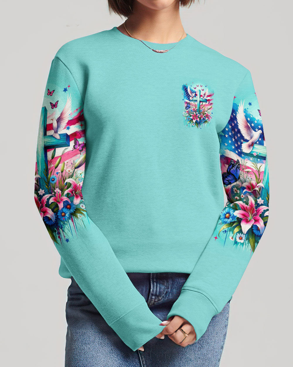 One Nation Under God Women's All Over Print Shirt - Tyqy3110231, easychoo.com