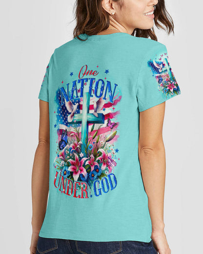 One Nation Under God Women's All Over Print Shirt - Tyqy3110231, easychoo.com