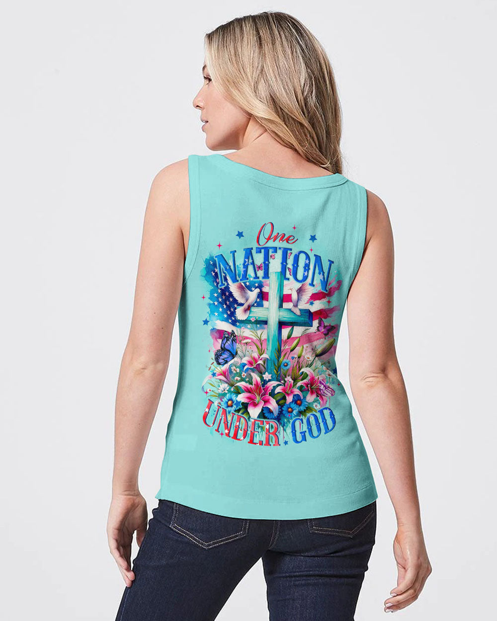 One Nation Under God Women's All Over Print Shirt - Tyqy3110231, easychoo.com