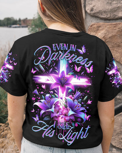 Even In Darkness Cross Lilies Women's All Over Print Shirt - Tltr1001245, easychoo.com