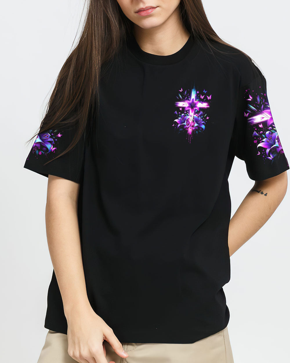 Even In Darkness Cross Lilies Women's All Over Print Shirt - Tltr1001245, easychoo.com