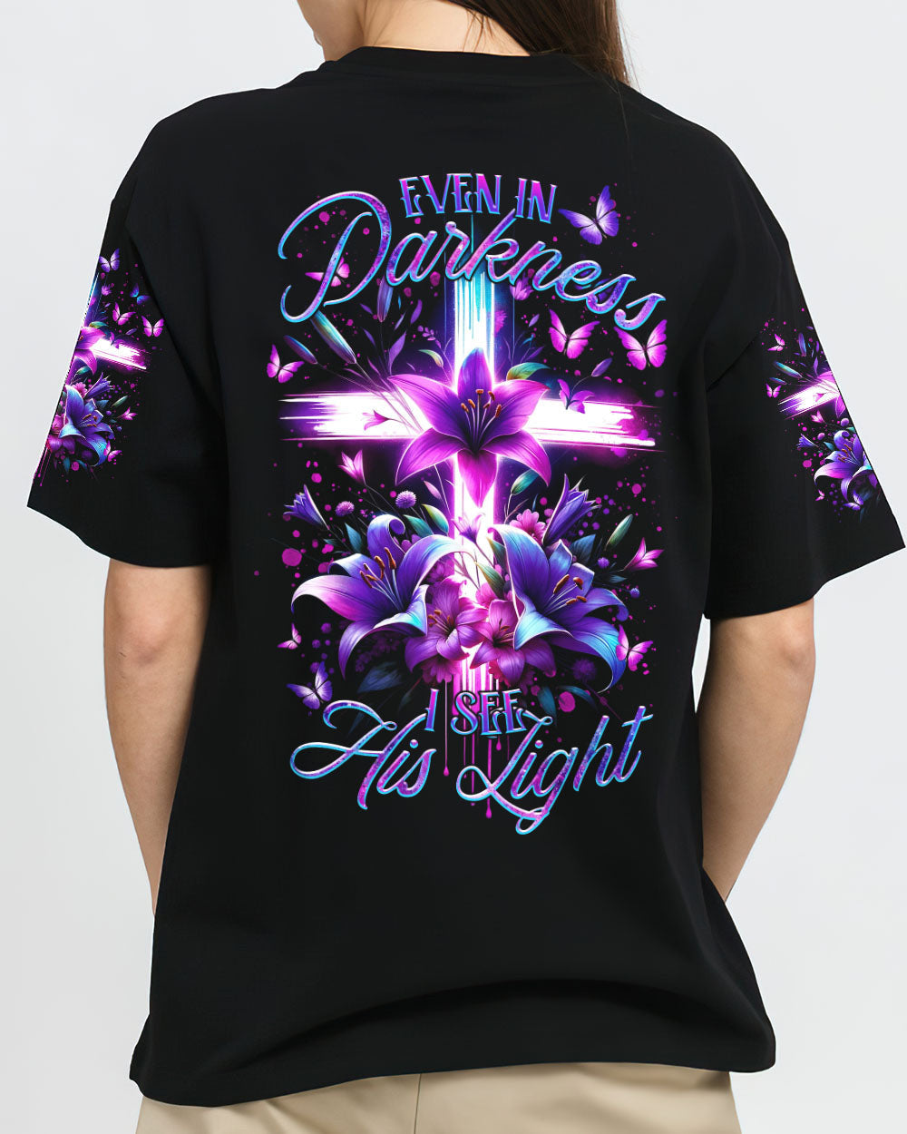 Even In Darkness Cross Lilies Women's All Over Print Shirt - Tltr1001245, easychoo.com