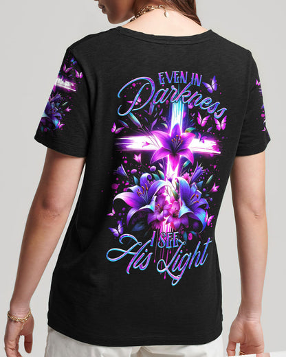 Even In Darkness Cross Lilies Women's All Over Print Shirt - Tltr1001245, easychoo.com