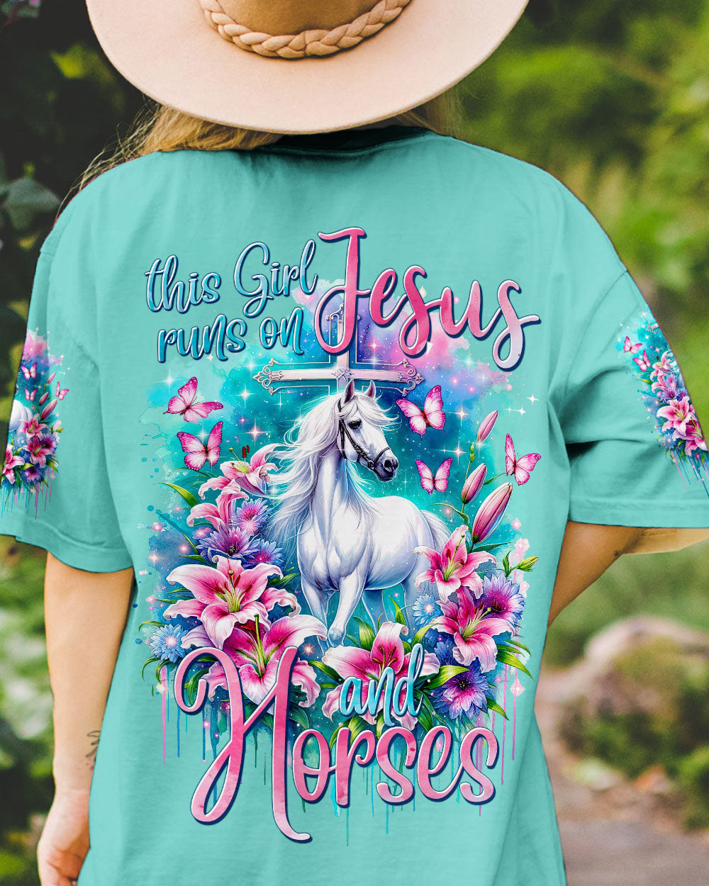 Runs On Jesus And Horses Women's All Over Print Shirt - Tytm1312234, easychoo.com