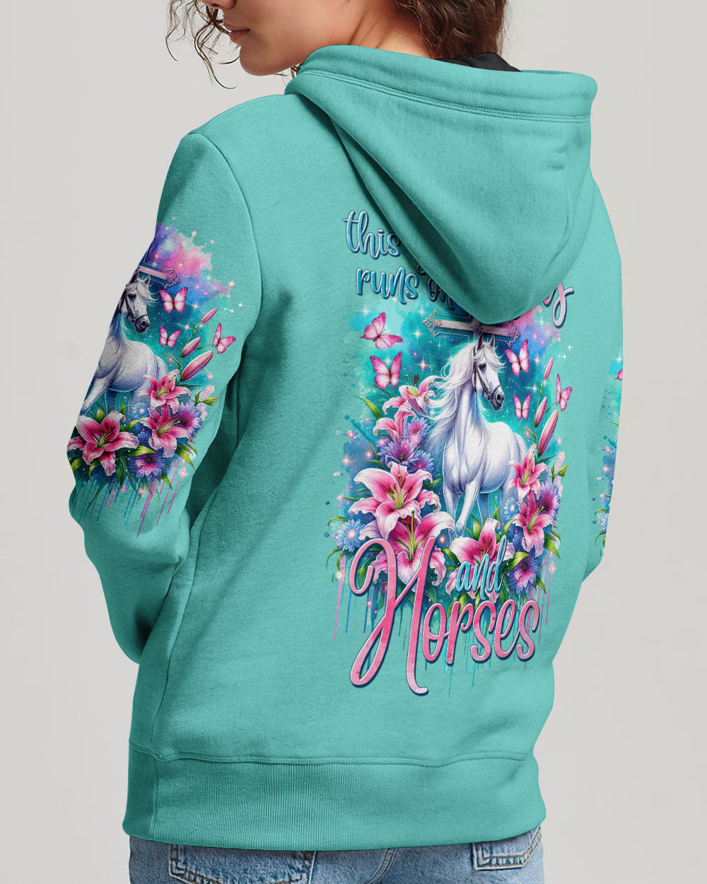 Runs On Jesus And Horses Women's All Over Print Shirt - Tytm1312234, easychoo.com