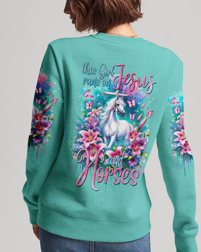 Runs On Jesus And Horses Women's All Over Print Shirt - Tytm1312234, easychoo.com