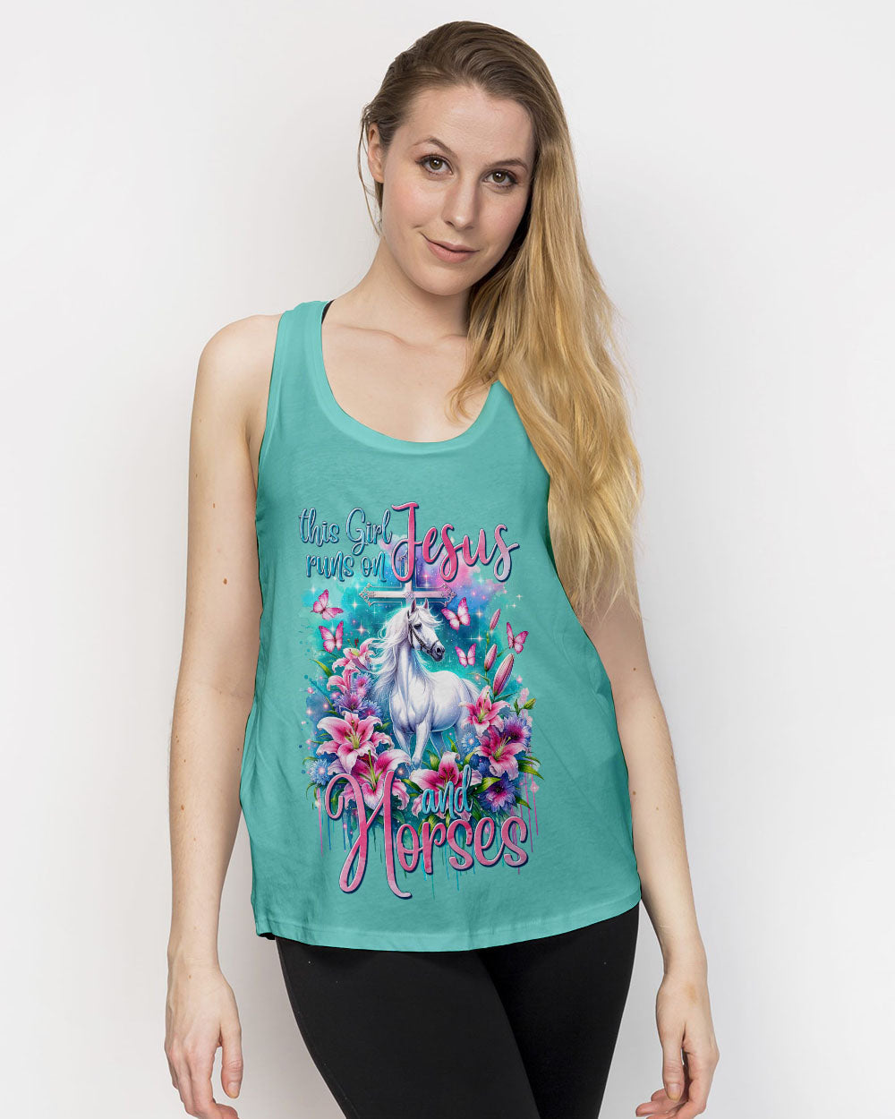 Runs On Jesus And Horses Women's All Over Print Shirt - Tytm1312234, easychoo.com