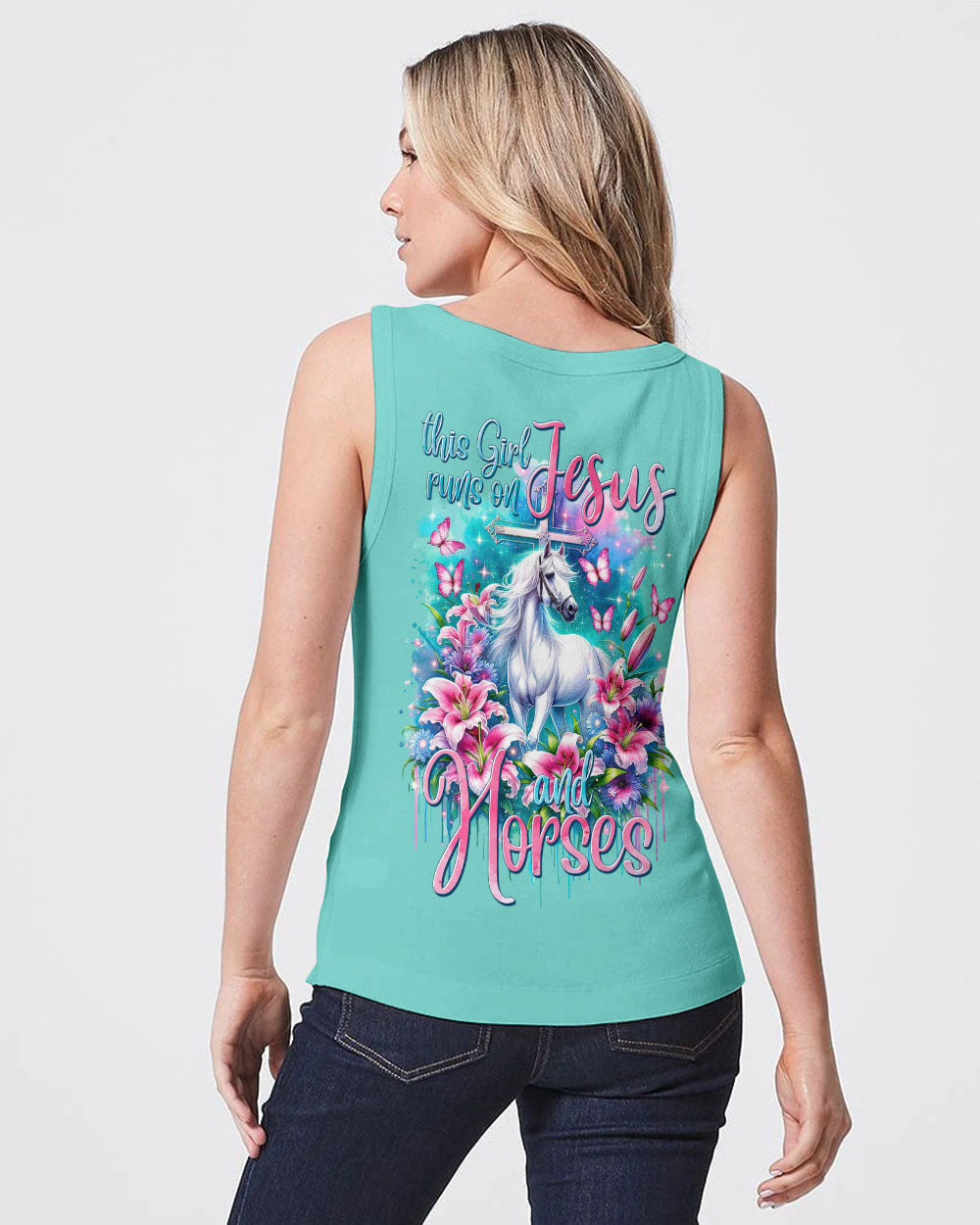 Runs On Jesus And Horses Women's All Over Print Shirt - Tytm1312234, easychoo.com