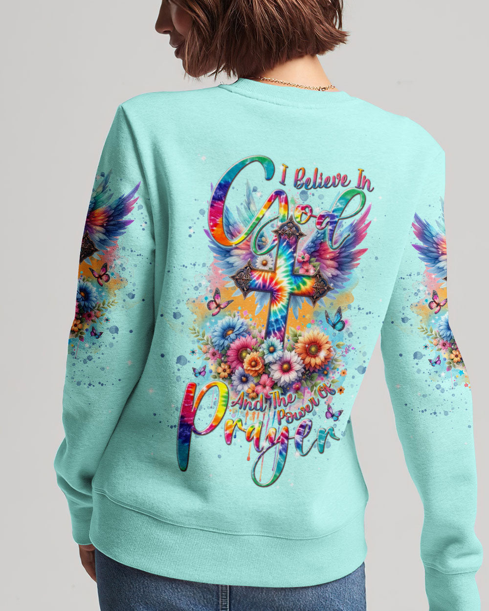 I Believe In God Cross Wings Women's All Over Print Shirt - Tlnt0401242, easychoo.com