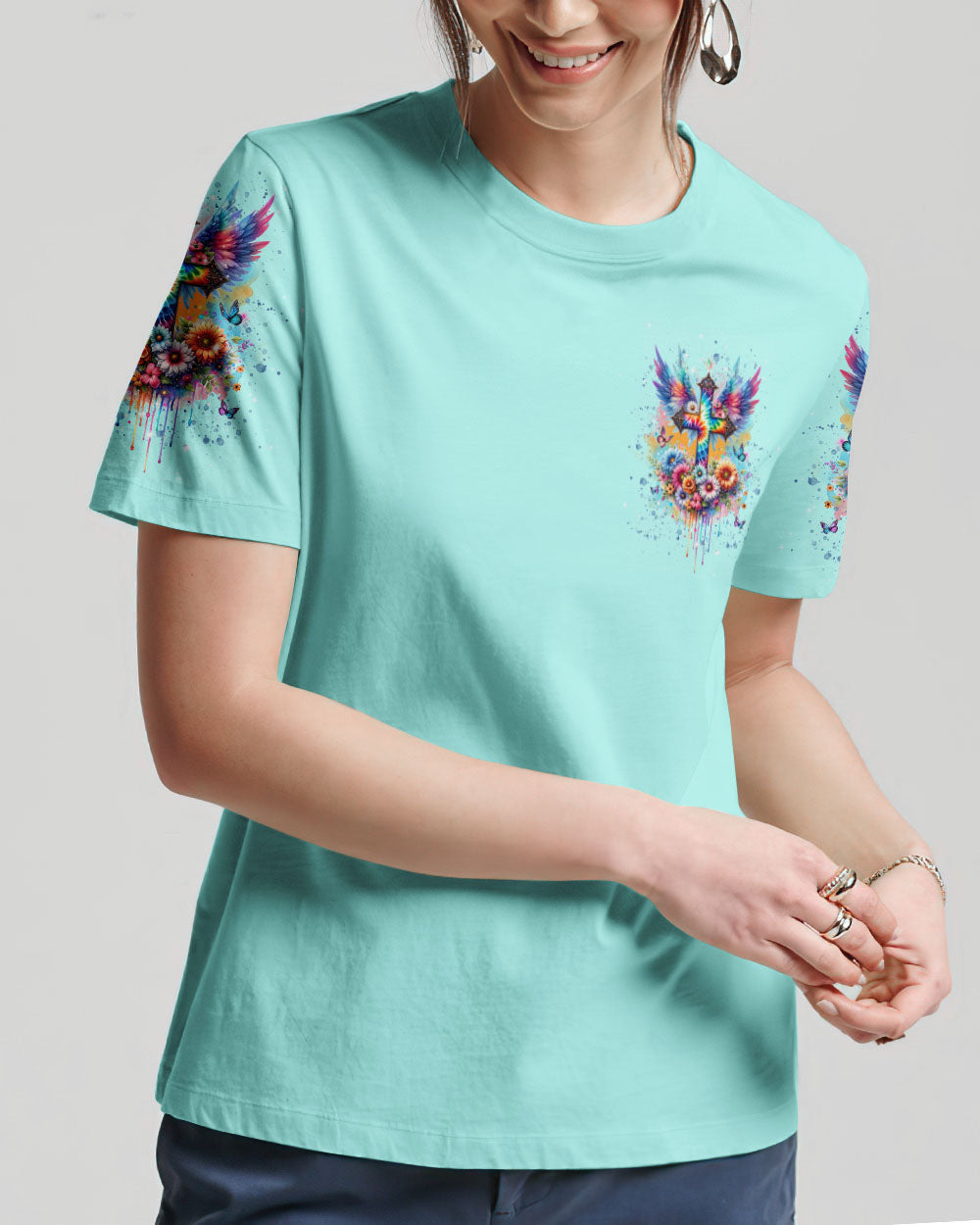 I Believe In God Cross Wings Women's All Over Print Shirt - Tlnt0401242, easychoo.com