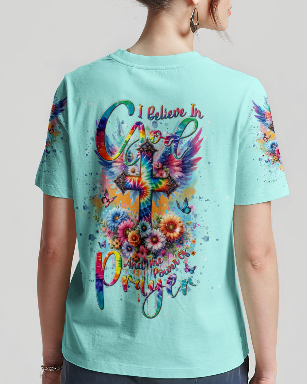 I Believe In God Cross Wings Women's All Over Print Shirt - Tlnt0401242, easychoo.com