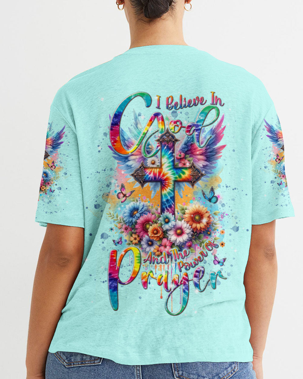 I Believe In God Cross Wings Women's All Over Print Shirt - Tlnt0401242, easychoo.com