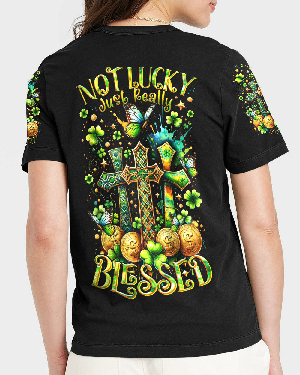 Not Lucky Just Really Blessed Patrick's Day Women's All Over Print Shirt - Tltr0301244, easychoo.com