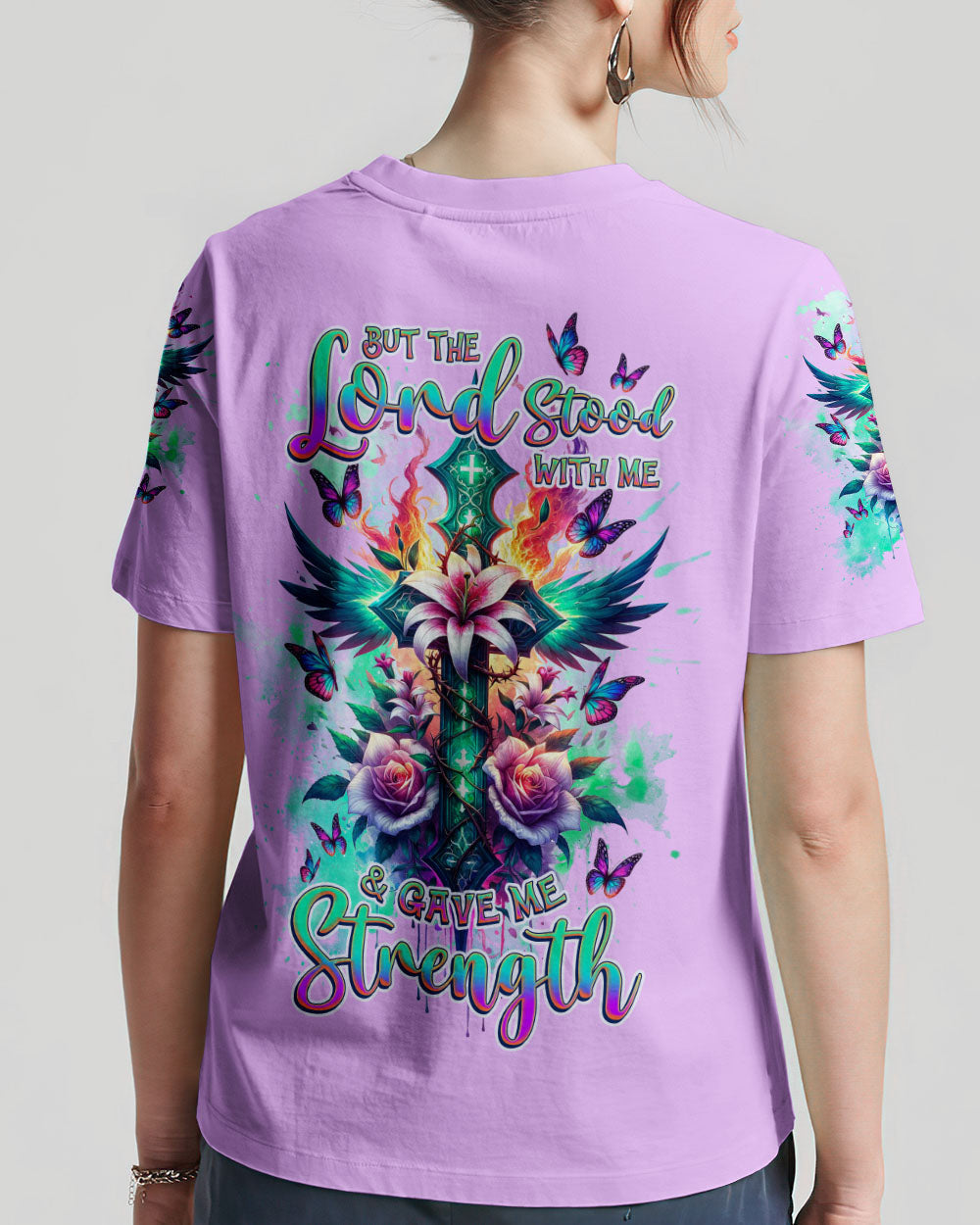 Lord Stood With Me Cross Wings Women's All Over Print Shirt - Tlnz2201248, easychoo.com