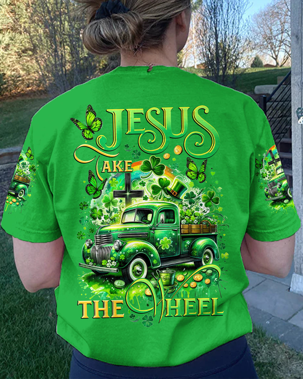Jesus Take The Wheel Patrick's Day Women's All Over Print Shirt - Tytd0301242, easychoo.com
