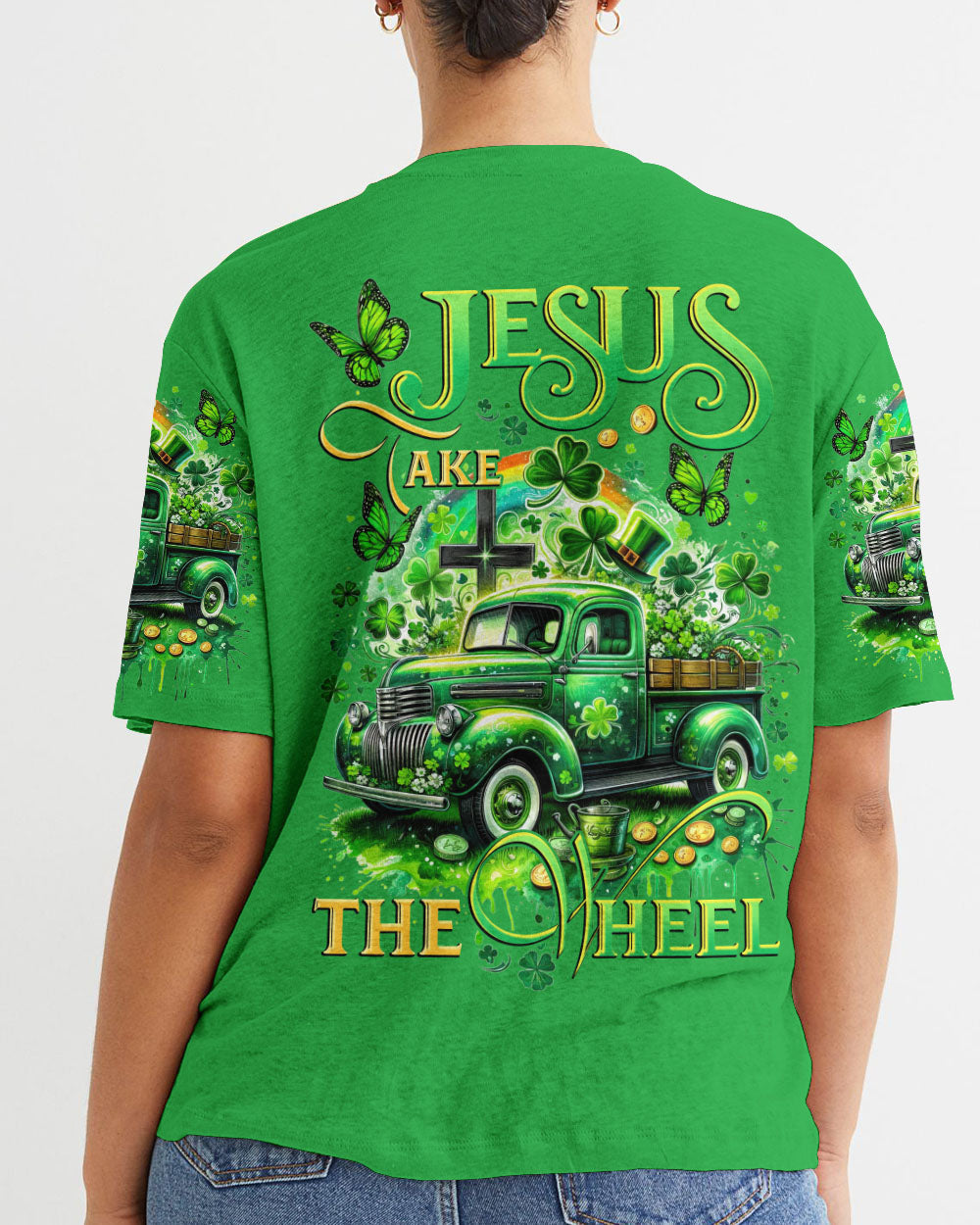 Jesus Take The Wheel Patrick's Day Women's All Over Print Shirt - Tytd0301242, easychoo.com