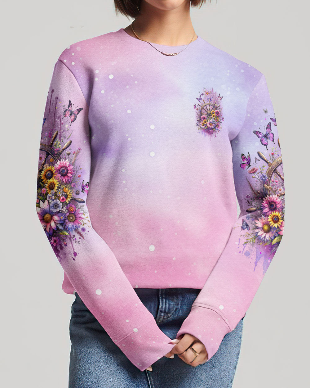 Jesus Take The Wheel Floral Women's All Over Print Shirt - Tlno2211234, easychoo.com