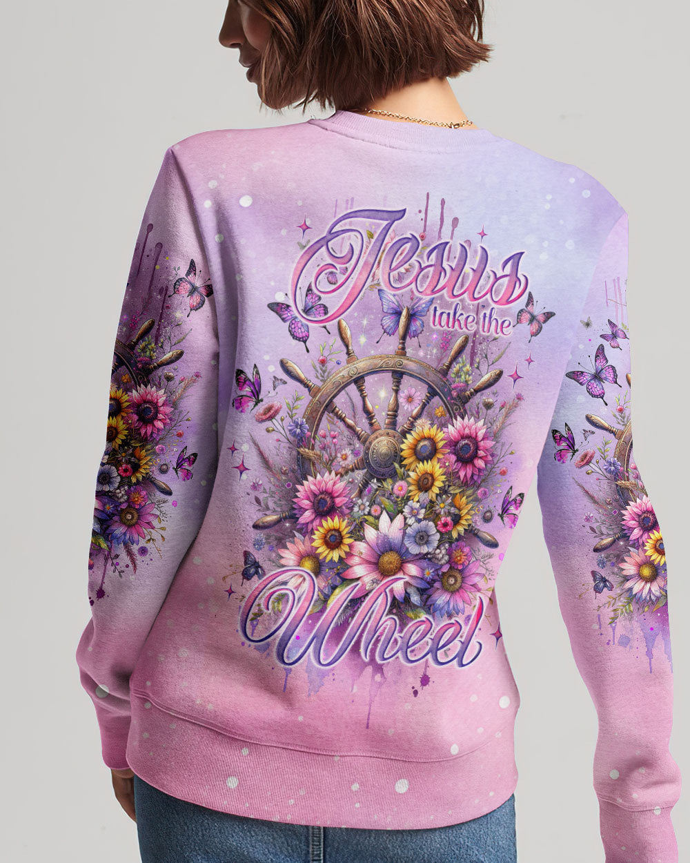 Jesus Take The Wheel Floral Women's All Over Print Shirt - Tlno2211234, easychoo.com
