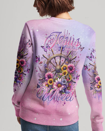 Jesus Take The Wheel Floral Women's All Over Print Shirt - Tlno2211234, easychoo.com