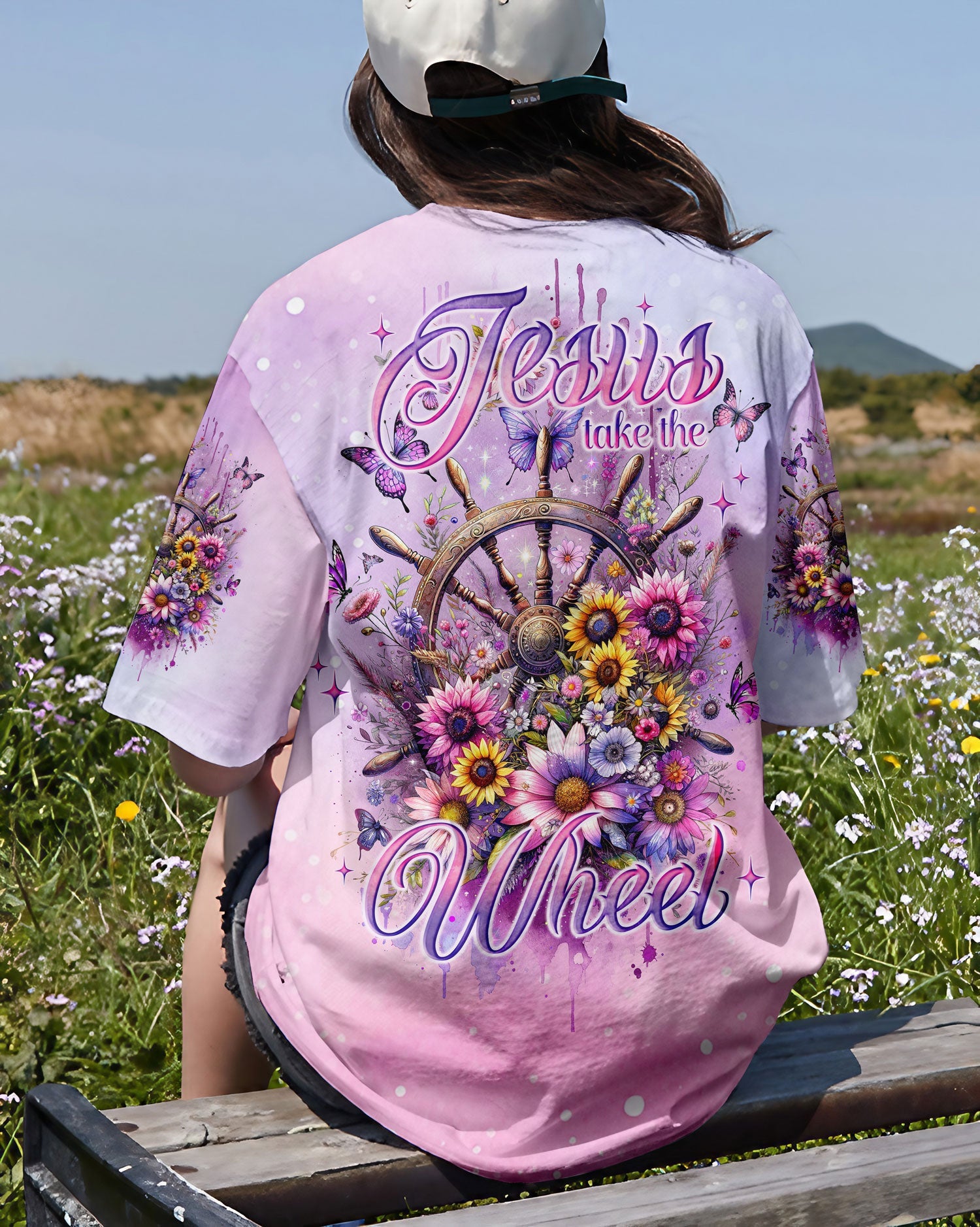 Jesus Take The Wheel Floral Women's All Over Print Shirt - Tlno2211234, easychoo.com