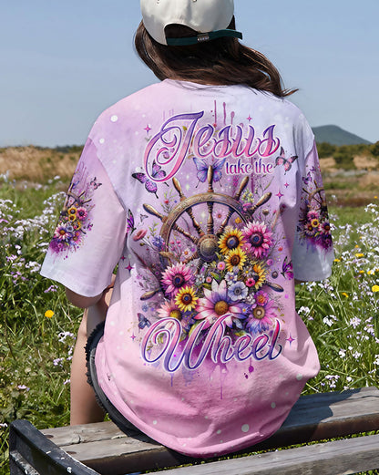 Jesus Take The Wheel Floral Women's All Over Print Shirt - Tlno2211234, easychoo.com