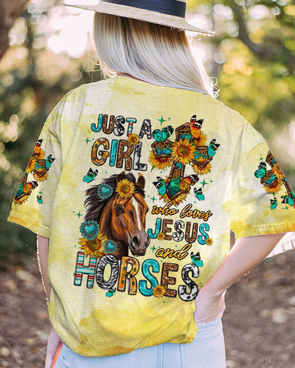 Just A Girl Who Loves Jesus And Horses Women's All Over Print Shirt - Tltw0807236, easychoo.com