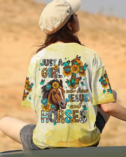 Just A Girl Who Loves Jesus And Horses Women's All Over Print Shirt - Tltw0807236, easychoo.com