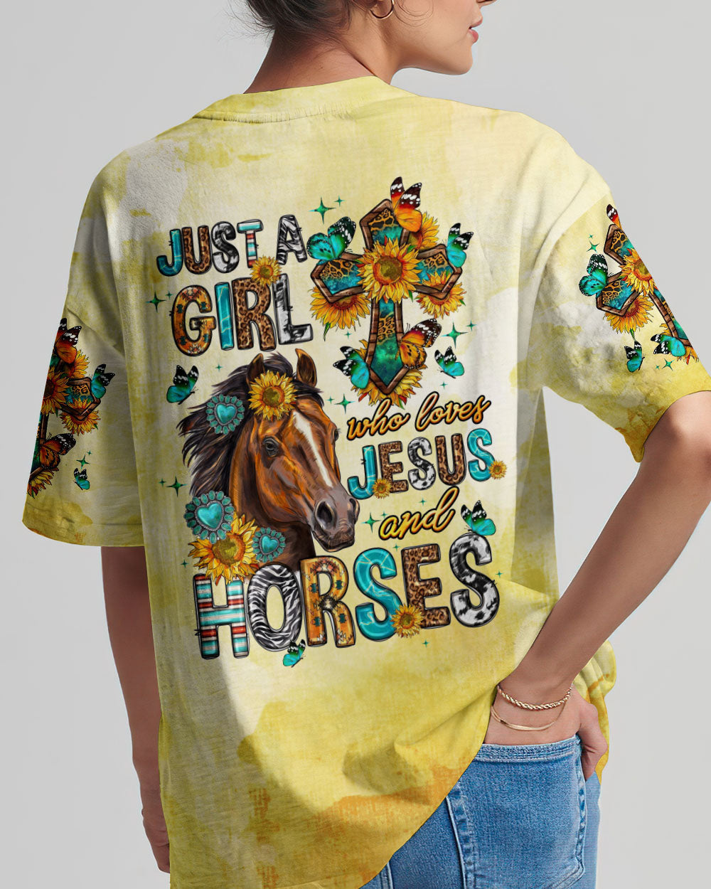 Just A Girl Who Loves Jesus And Horses Women's All Over Print Shirt - Tltw0807236, easychoo.com